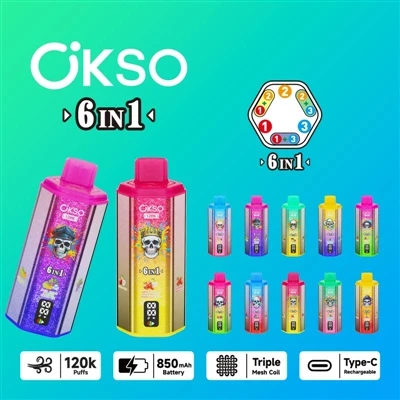 OKSO 120000 6in1: Komplexná analýza špičkovej-šesti-v-jednej jednorazovej E-c...