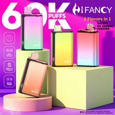 HIFANCY TWINMAX 60000 Puffs — Vychutnajte si dve príchute podľa chuti, vychut...
