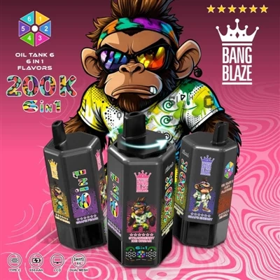 BANG BLAZE 200K 6v1: Jedna tyčinka v ruke, šesť príchutí na výber, fajčite, k...
