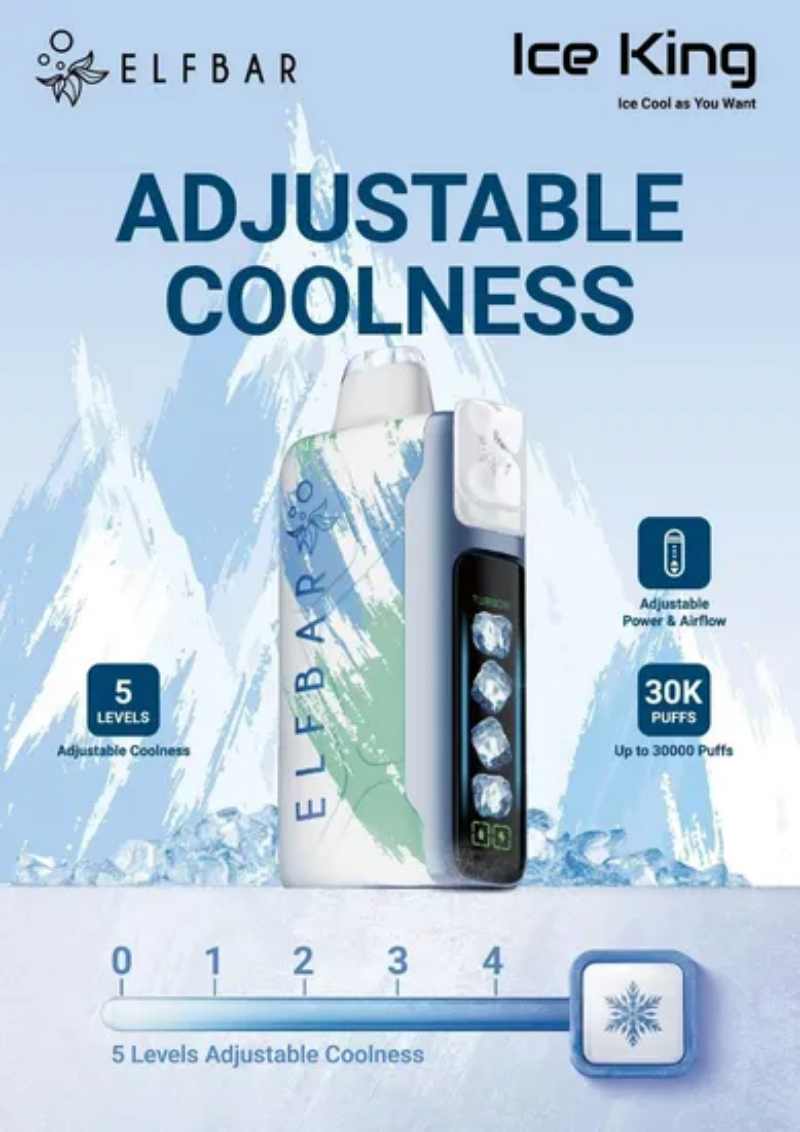 Free-Cheap-Wholesale-Ellf-Bar-Ice-King-40000-40K-Puff-Rechargeable-Wape-Pocket-E-Hookah-Charger-Premium-Vaping-Adjustable-Power-Airflow-Features-VaperELFBAR ICE KING 30K 11